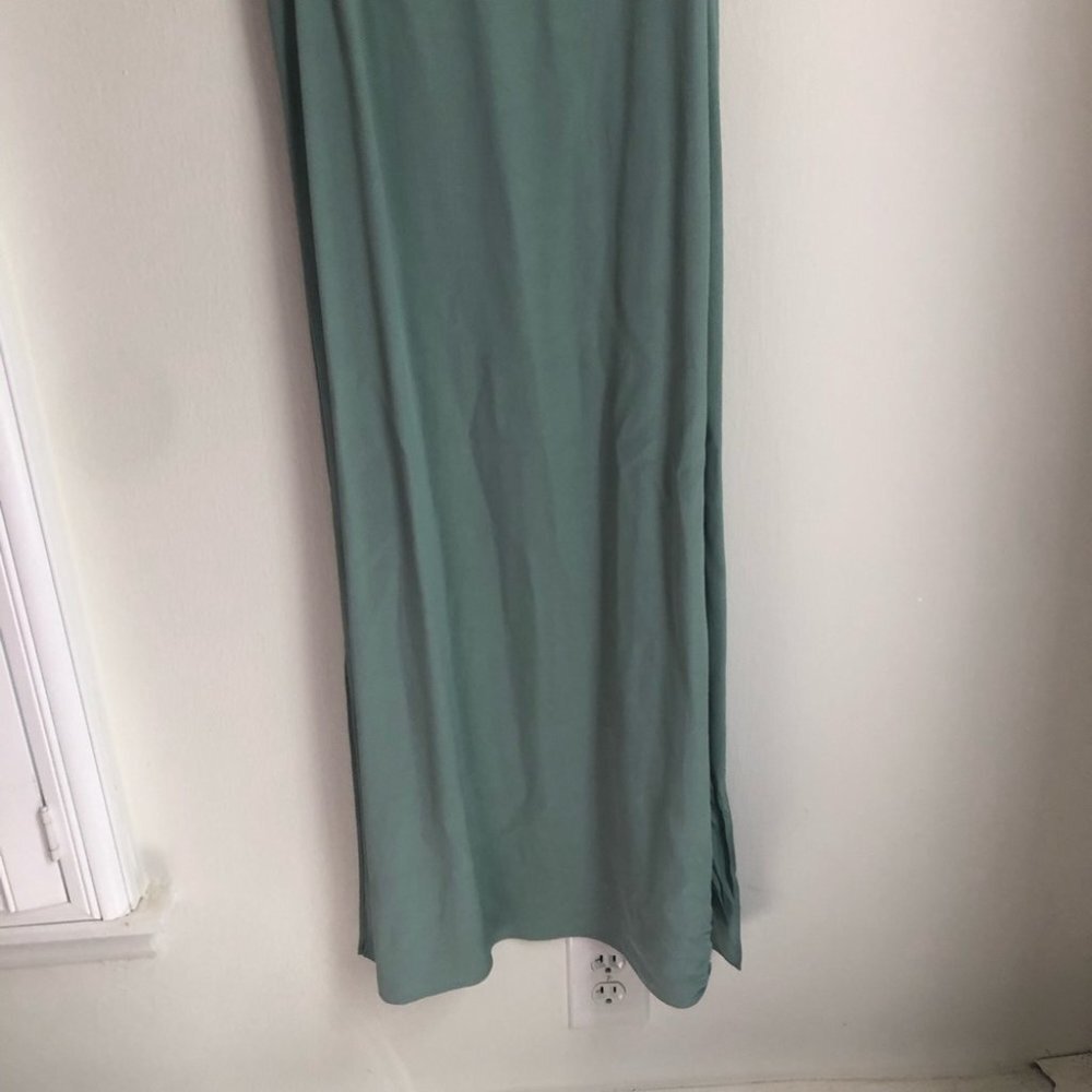 Eileen Fisher size Medium Green Crepe Tencel Slip Long Night Out Dress NEW - Picture 4 of 10